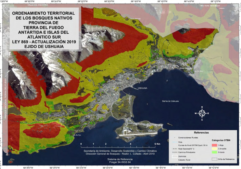 Cartografía del OTBN y ejido de Ushuaia
